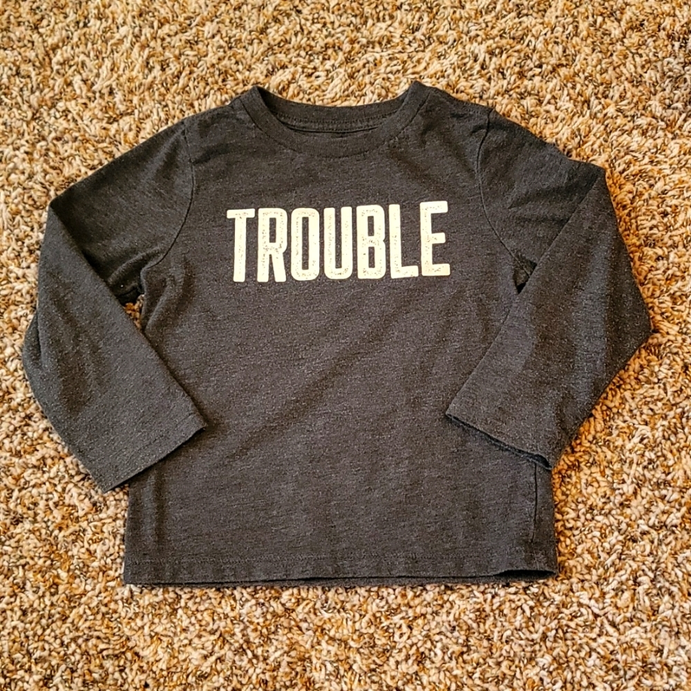 Warm Charcoal "TROUBLE" Long Sleeve